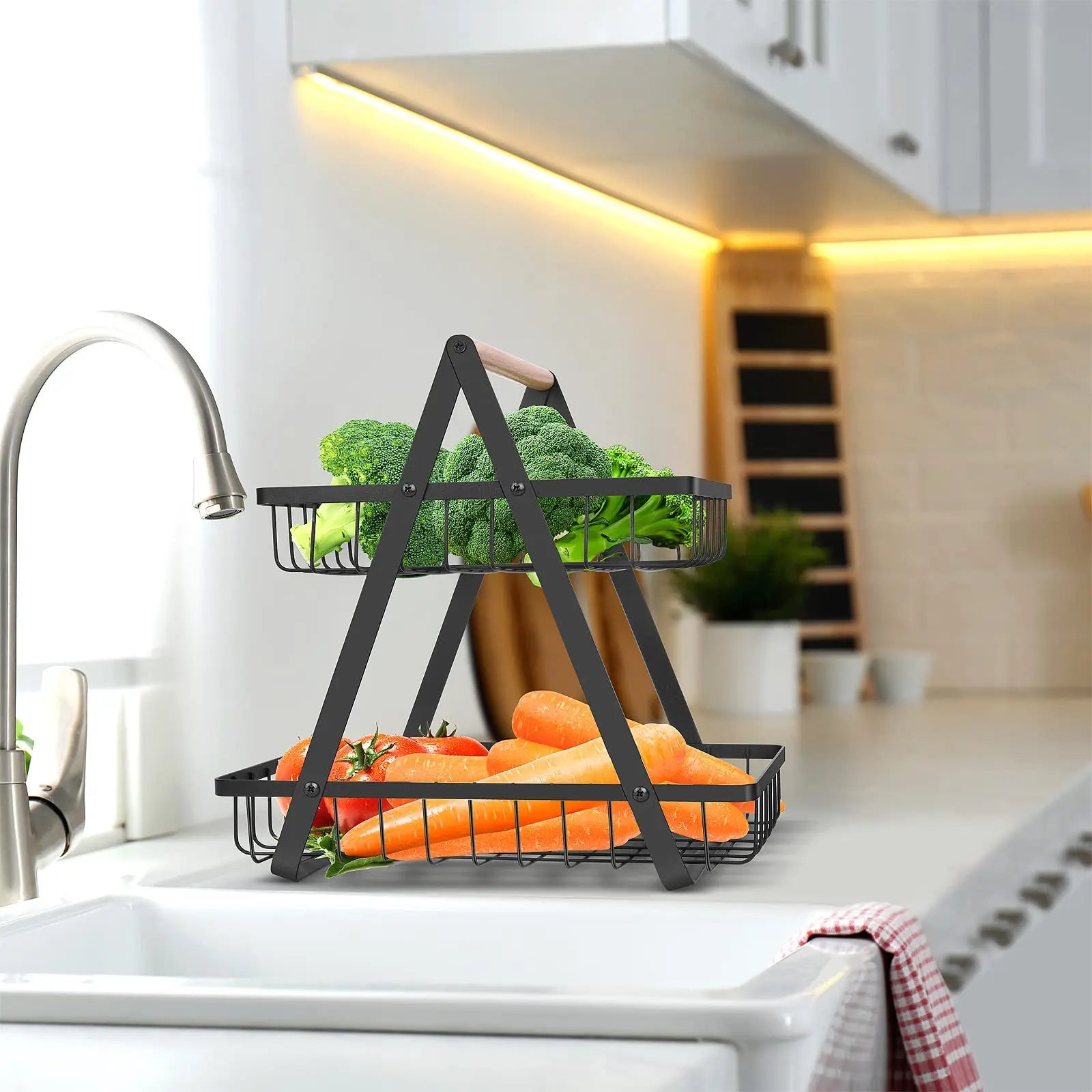 Étagère cuisine triangulaire à 2 niveaux